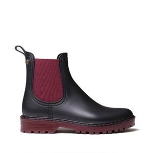 Black & Burgundy Chelsea Heeled Rain Boot - Igor